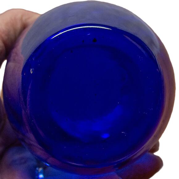 Vintage Handblown INDIANA GLASS Cobalt Blue Illusions Vase Optic Swirl Ribbed - Picture 3 of 4